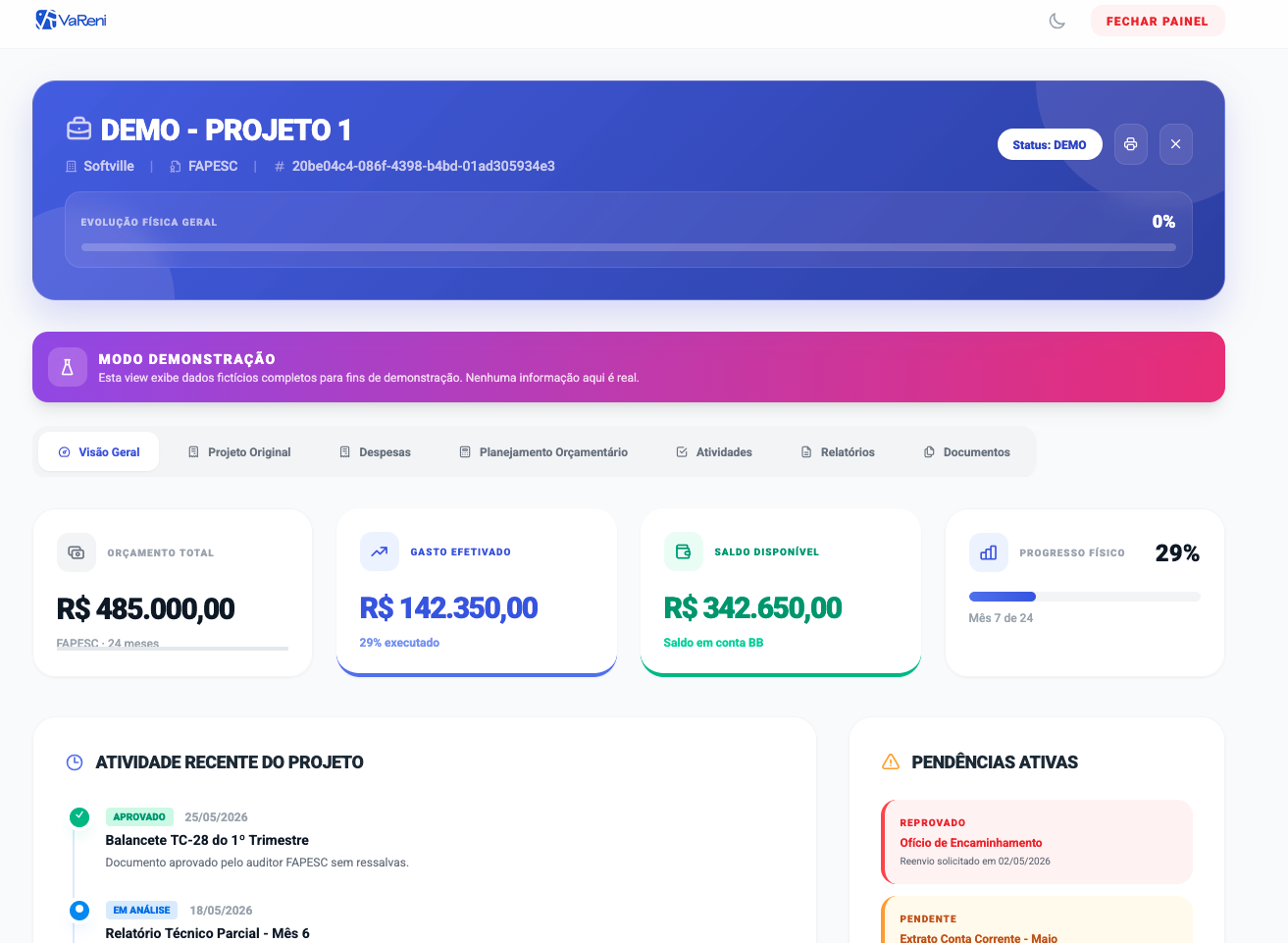 Dashboard de Gestão de Projetos
